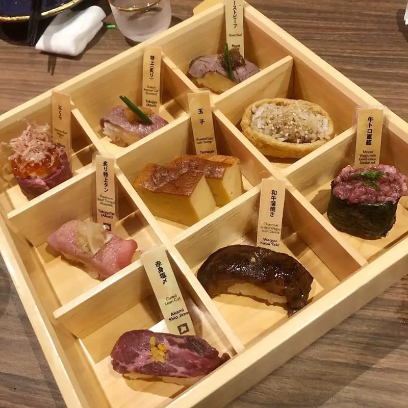 Kin Gyu's Box Of Different Wagyu Sushi
