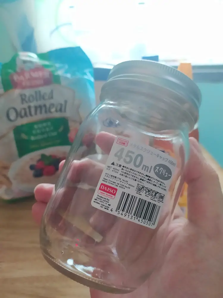 A Daiso glass jar for your overnight oats
