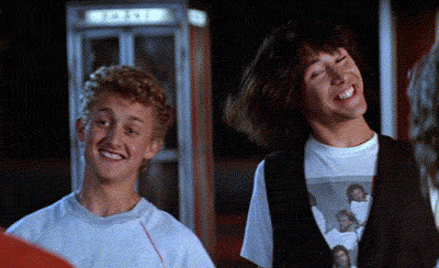 Keanu Reeves in his breakthrough role as Ted "Theodore" Logan in "Bill & Ted's Excellent Adventure" (1989)