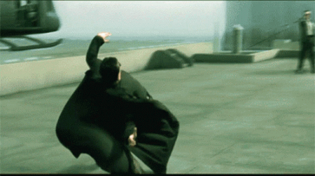 The once-famous bullet-time effect in "The Matrix" (1999)