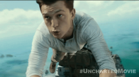 Tom Holland as the young Nathan Drake in "Uncharted"