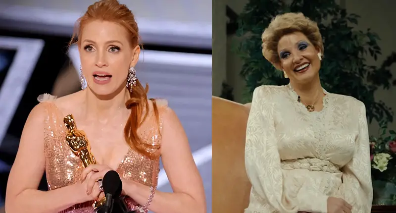 Jessica Chastain won her first acting Oscar for "The Eyes of Tammy Faye"
