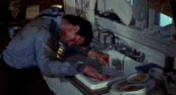 The possessed hand scene in "Evil Dead II"