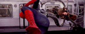 The memorable train fight scene in "Spider-Man 2"